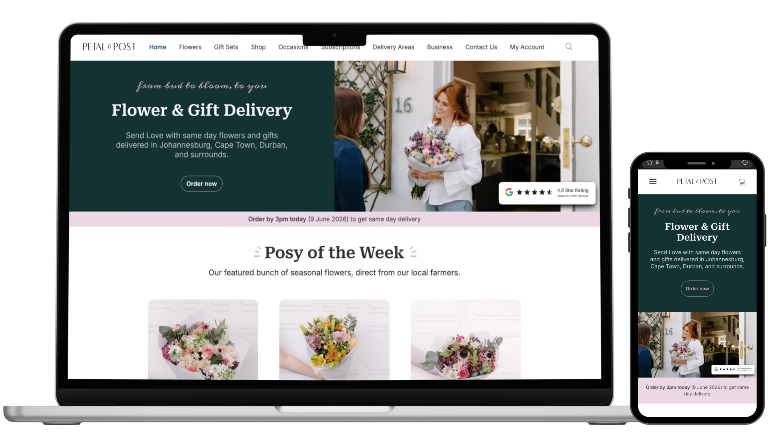 Petal and post website UX redesign screenshot