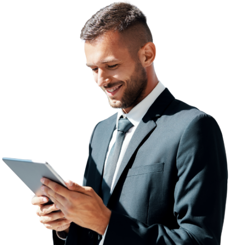 man holding an Ipad